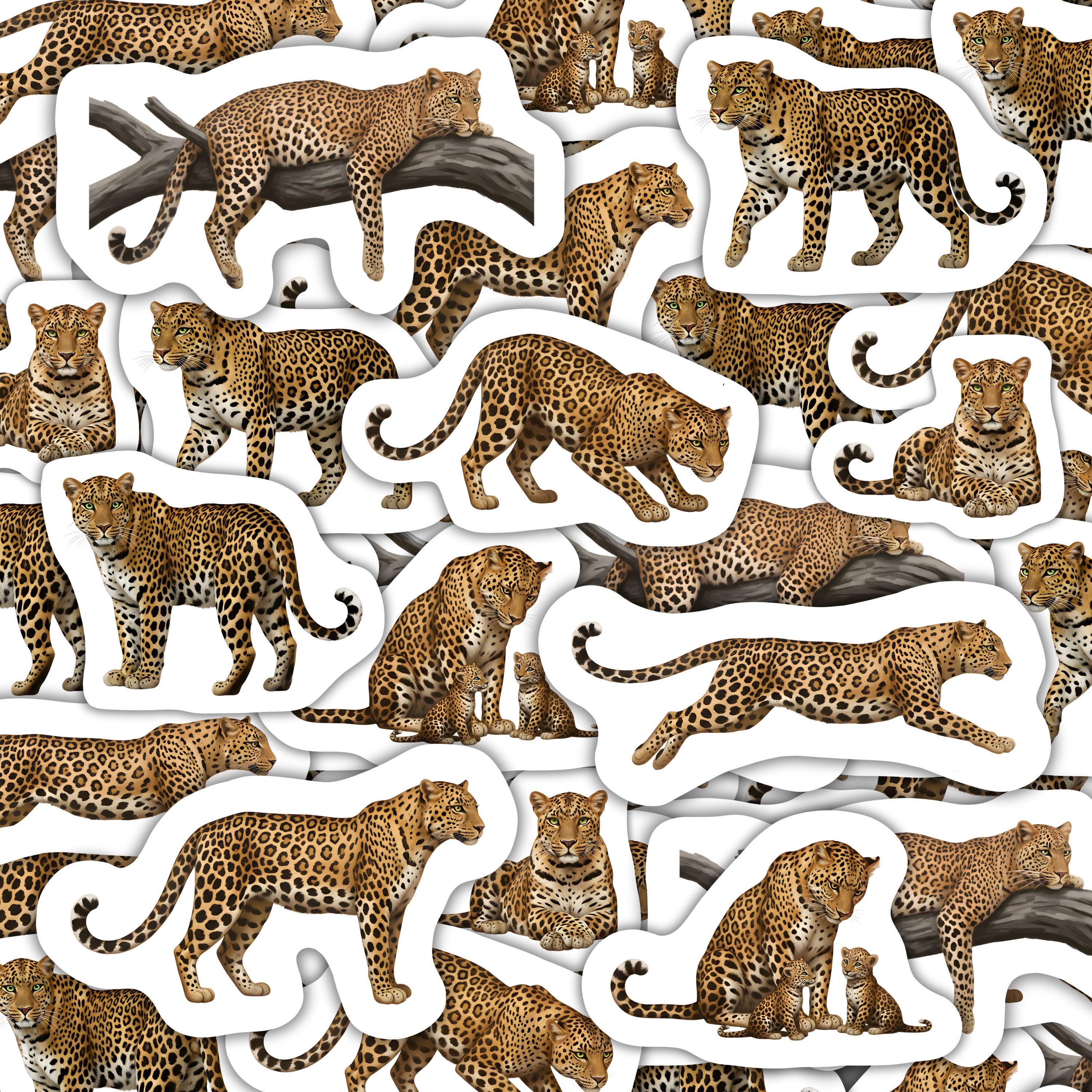 Leopard Stickers Waterproof Vinyl Decals Safari Animal Gift for Big Cat ...