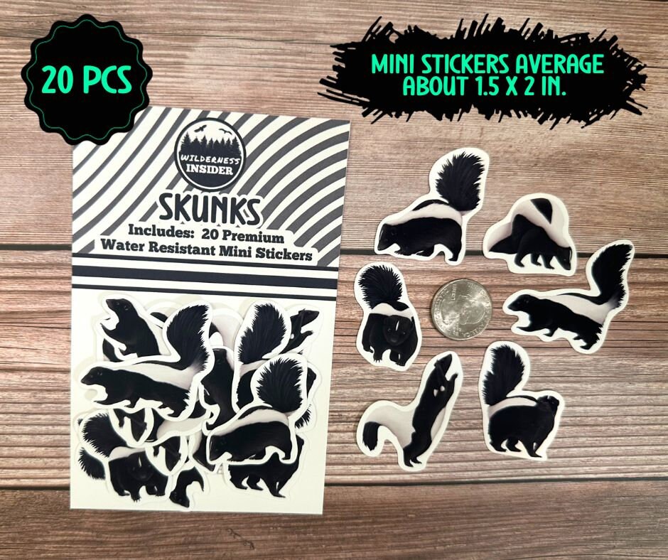 Skunk Sticker Skunk Sticker Set Forest Animal Decals Cute Critter Vinyl Stickers ...