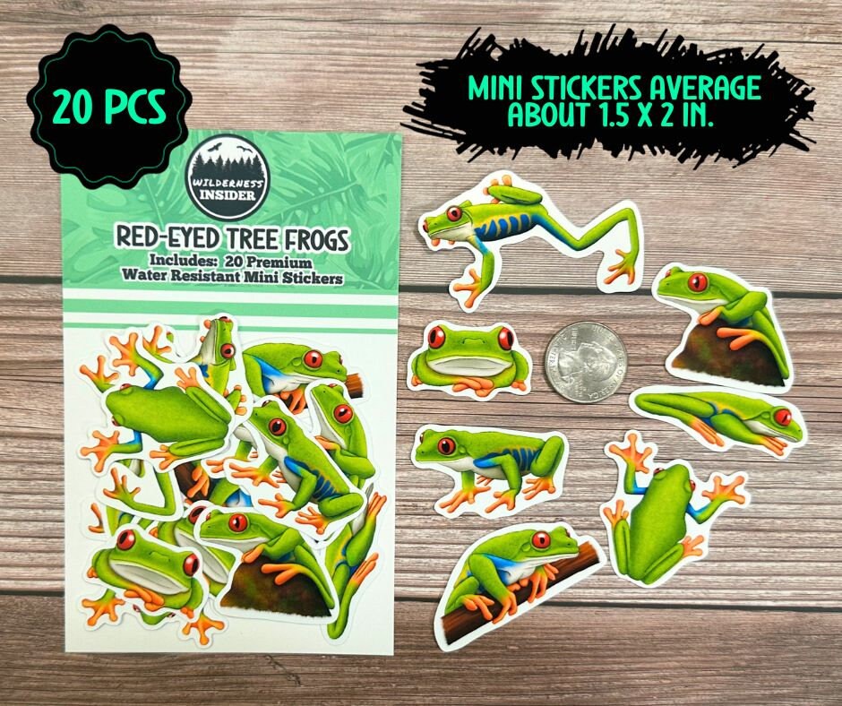 Red Eyed Tree Frog Sticker Pack Waterproof Vinyl Decal Amphibian ...