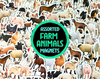 Assorted Farm Animal Magnet Pack Barn Yard Animal Decals Waterproof Vinyl Farmer Magnets Horse Lover Gift Cow Chicken Goat Sheep Pig Decor