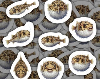 Pufferfish Stickers Waterproof Vinyl Decals Ocean Animal Stationery Gift for Marine Lovers Puffer Fish Sticker Pack For Scrapbooking Bottle
