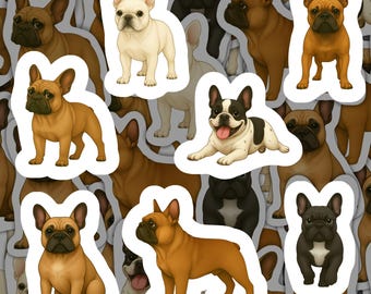 French Bulldog Stickers Vinyl Decals Waterproof Dog Stationery Gift for Pet Lovers French Bulldog Pack for Water Bottle Frenchie Decor