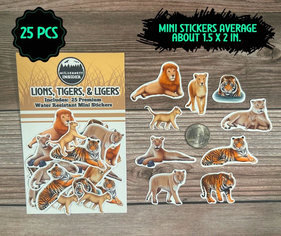 Bilizar 51 Stück Wasserfest Vinyl Sticker Tiere Löwe Tiger