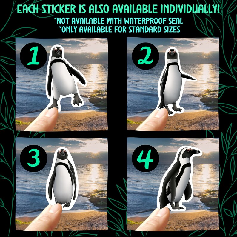 African Penguin Sticker Pack Waterproof Vinyl Decal Beach Wildlife Stationery Gift For Penguin Lover Sticker Set For Water Bottle Laptop image 5