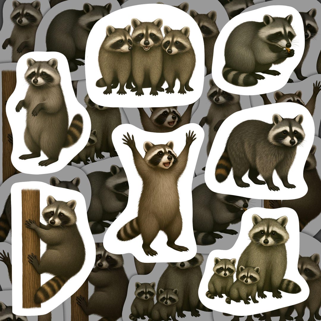 Shoe Rack Raccoon Sticker Raccoon Stickers Vinyl Decals Waterproof Animal Stationery Gift for ...