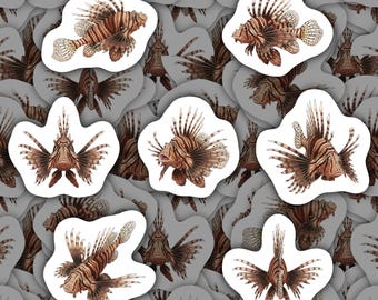 Lionfish Stickers Waterproof Vinyl Decals Ocean Wildlife Stationery Gift for Marine Animal Lovers Lion Fish Sticker Pack for Scrapbooking