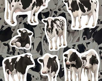 Cow Sticker Pack Bovine Vinyl Decal Dairy Farm Animal Lover Gift Waterproof Barn Animal Sticker Set For Water Bottle Cattle Stationary