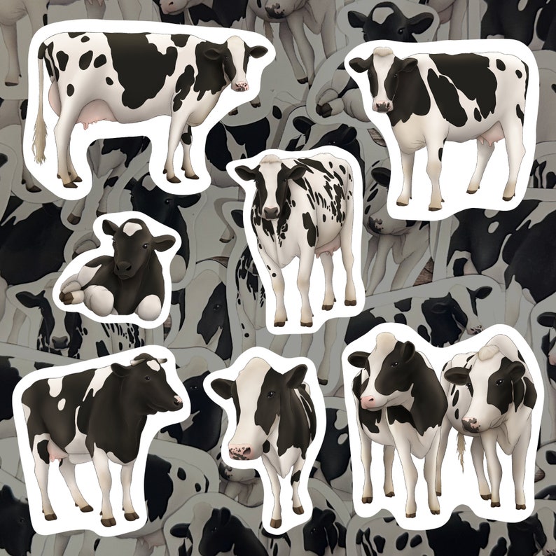 Cow Sticker Pack Bovine Vinyl Decal Dairy Farm Animal Lover Gift ...