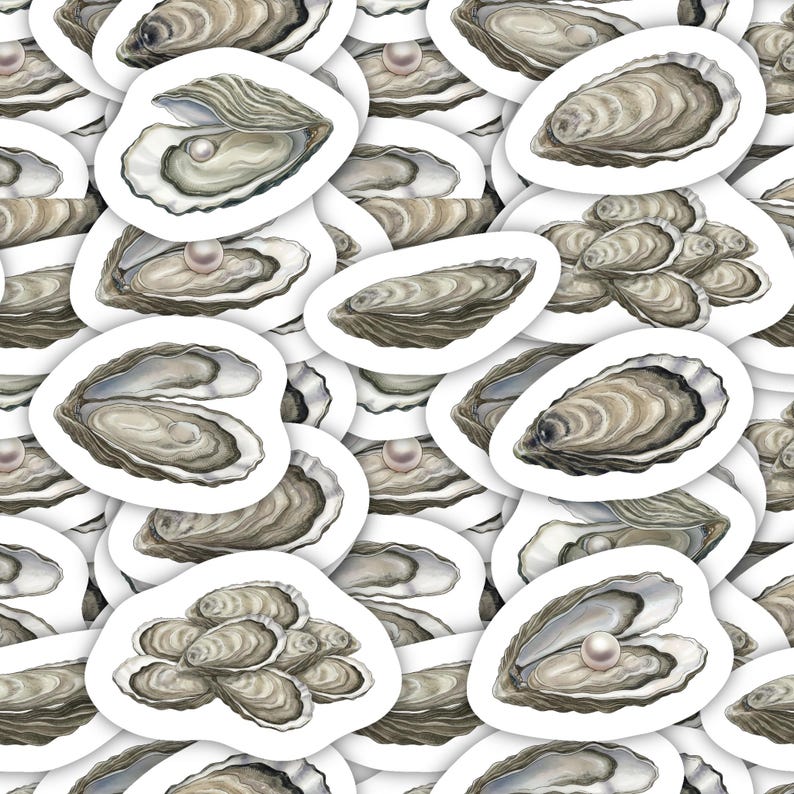 Cartoon Shellfish Sticker Oyster Stickers Waterproof Vinyl Decals Shellfish Gift for Seafood ...