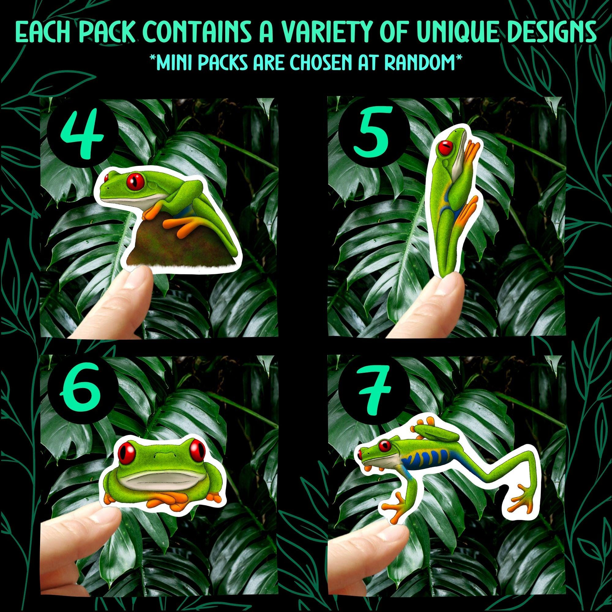 Red Eyed Tree Frog Sticker Pack Waterproof Vinyl Decal Amphibian ...