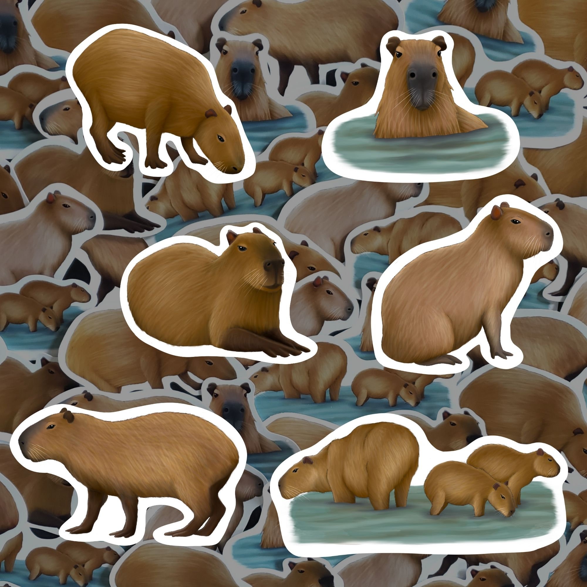 Capybara Sticker Pack South American Rodent Decals Waterproof Vinyl ...