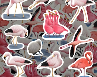 Flamingo Sticker Pack Tropical Bird Decals Waterproof Vinyl Flamingo Lover Gift Pink Bird Stationery Gift for Birdwatchers For Water Bottle