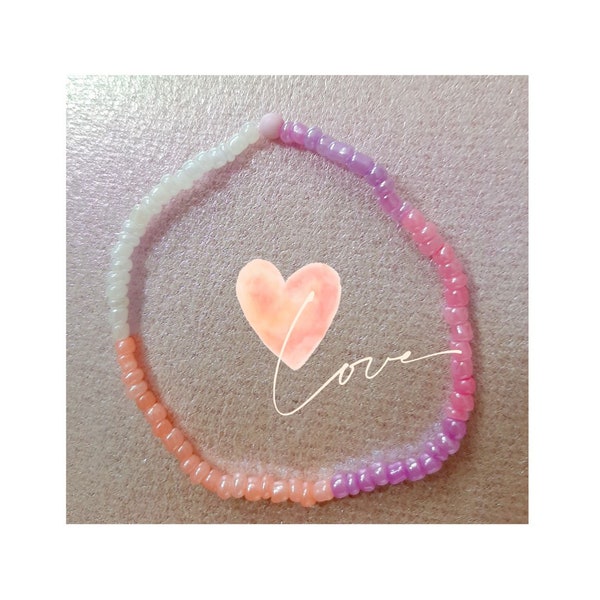 fine pearl bracelet orange lilac white, bracelet 17 cm, boho pearl bracelet