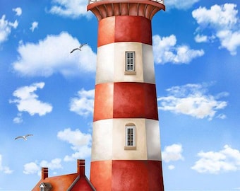 Lighthouse Fabric Panel 24" from the Beacon of Light Collection from Timeless Treasures