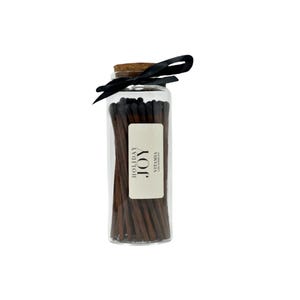 60 Rustic Match & Black Tip In Glass Vials| 4" Match Sticks | Elegant Christmas Matches | Safety Matches in a Bottle | Matches Jar| Vita Mia