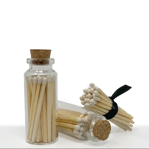 Mini White tip matches| Matches In Glass Vials| .75”Match Sticks | Match Holder | Safety Matches in a Bottle | Matches Jar