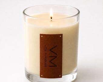 Soy Candle Gift Set with Black Matches, 8.5 oz Vanilla Bean Candle, Rustic Home Fragrance Gift