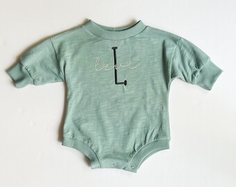 Personalized Oversized Sweater Romper, Long Sleeves, Baby Romper, Toddler One Piece Outfit, Baby Outfit, Toddler Outfit