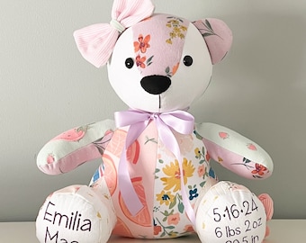 Keepsake Bear, Memory, Clothing, Personalized, Custom, Gift, Baby Shower, Birthday, Sympathy, Graduation, Stuffed Animal, Birth Weight