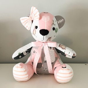 Oso de peluche de recuerdo, recuerdo, ropa, personalizado, a medida, regalo, baby shower, cumpleaños, condolencias, graduación, animal de peluche, peso al nacer