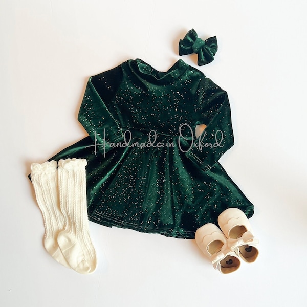 Girls Velvet Sparkle Dress, Christmas, New Years Eve, Valentine's Day, Red Velvet, Black Velvet, Emerald Velvet, Baby, Toddler