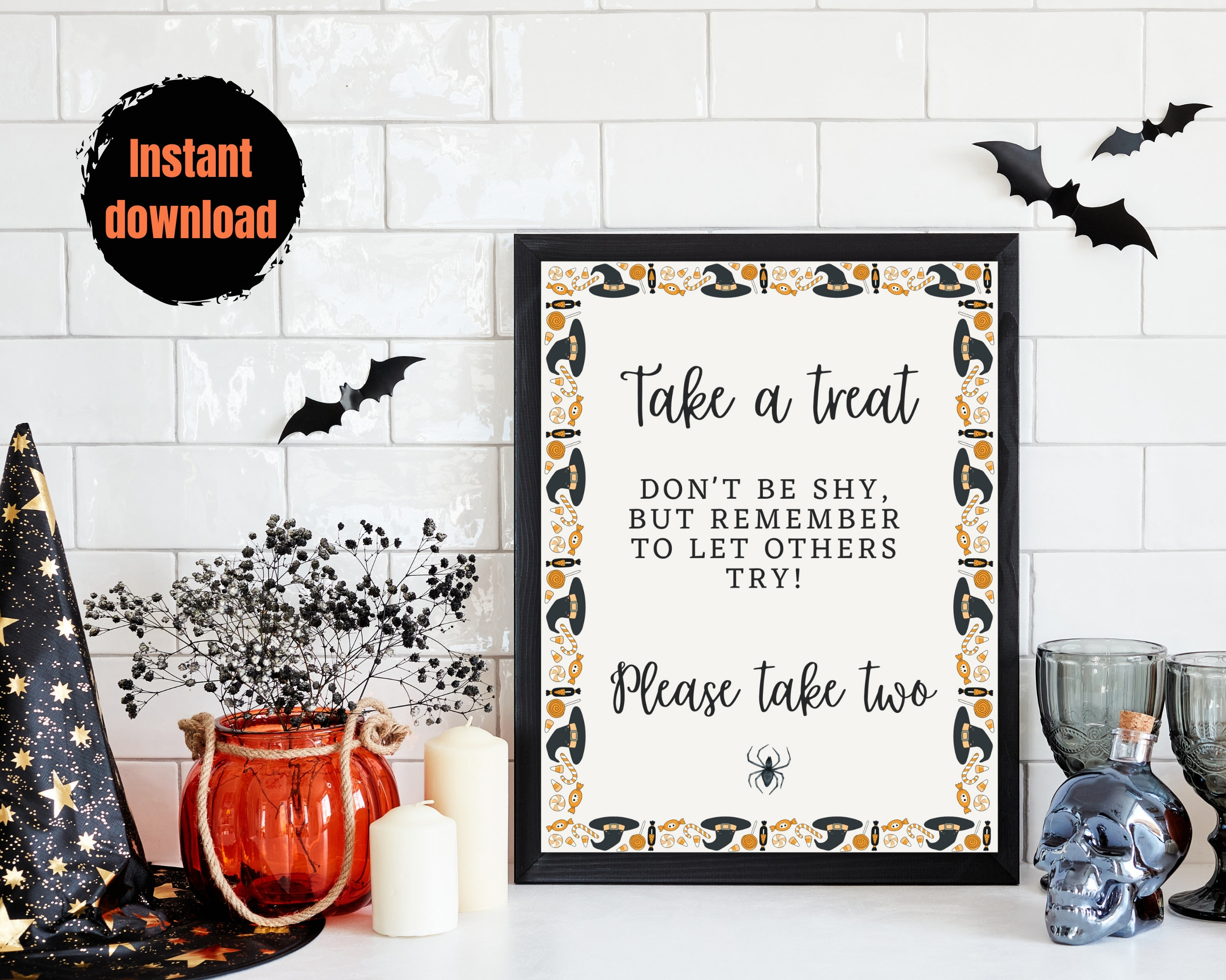 printable halloween candy sign take two and take one bundle, trick