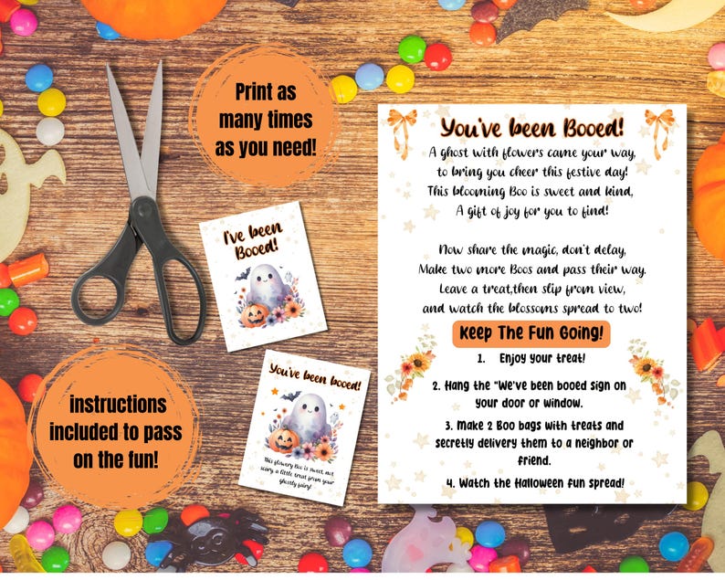Floral Ghost “you’ve Been Booed” Printable Kit | Cute Halloween Boo ...