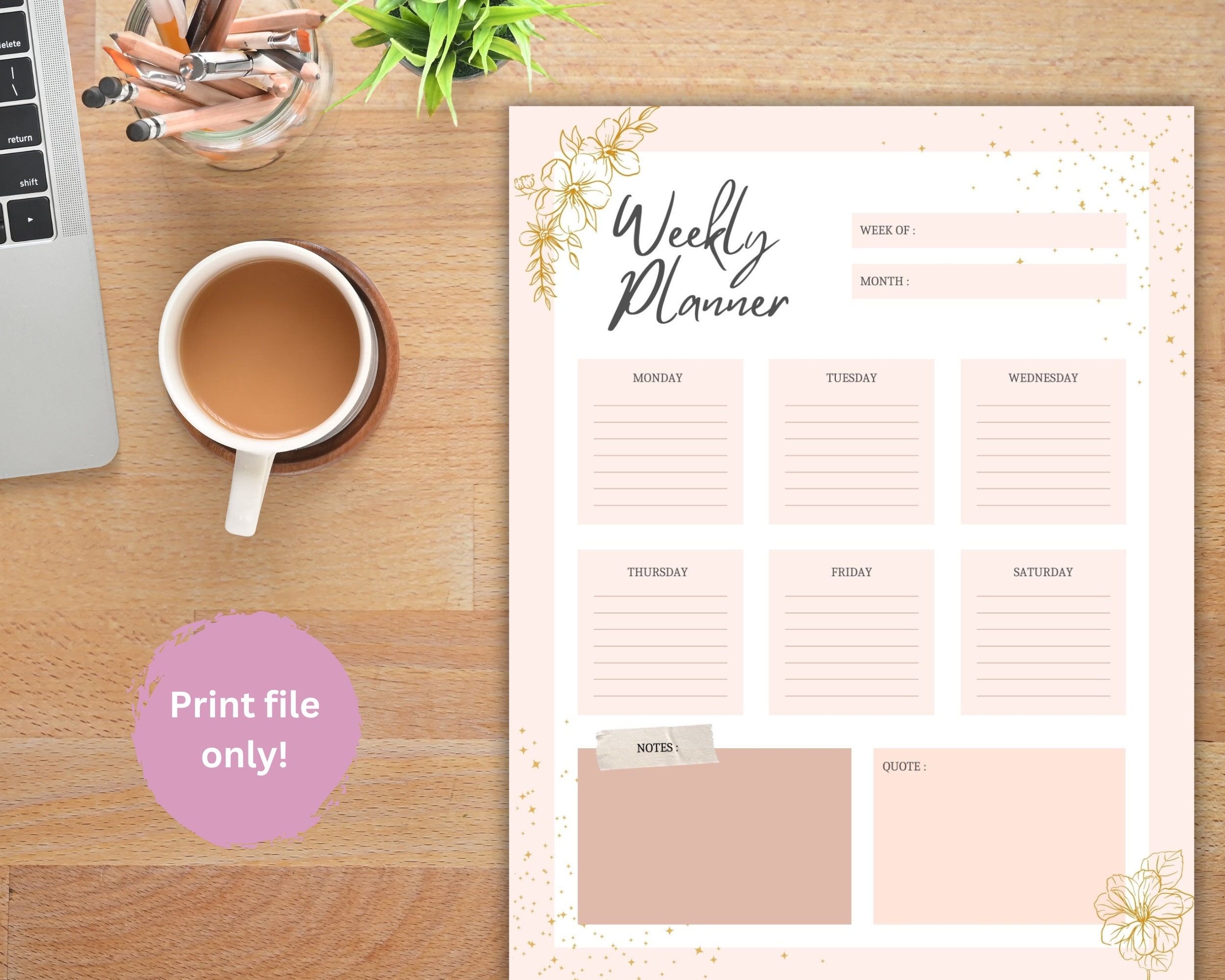 Printable Planner, Schedule, Daily Planner, Weekly Planner, Instant ...