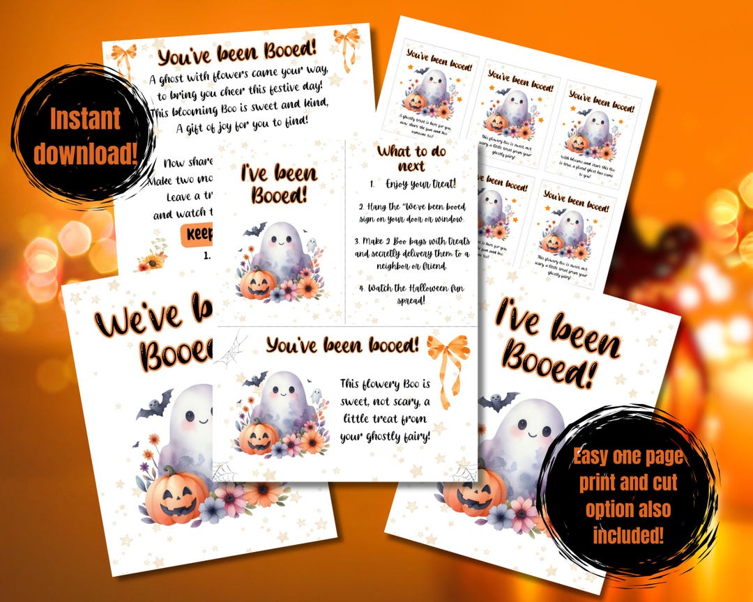 Floral Ghost “you’ve Been Booed” Printable Kit | Cute Halloween Boo ...