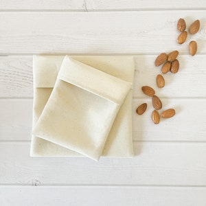 ORGANIC Cotton Reusable Sandwich & Snack Bag|Food Safe Waterproof|Washable|Sustainable Living|Gifts for Her|Zero Waste Bag