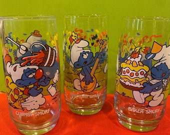Frosted 80s Drinking Glass, Peach and Green Paint Swipes Design - Etsy