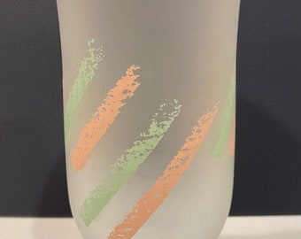 Frosted 80s Drinking Glass, Peach and Green Paint Swipes Design - Etsy
