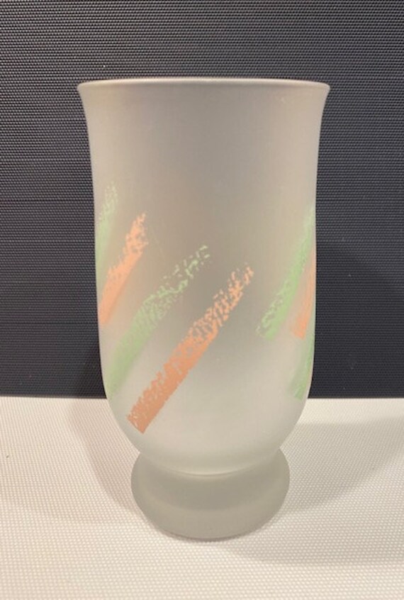 Frosted 80s Drinking Glass, Peach and Green Paint Swipes Design - Etsy