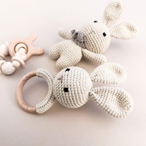Personalised Baby Crochet Rattle Gift Set, New Baby Gift, Baby Shower Gifts, Christening Gifts, Keepsake Box, Unisex Baby Gift, Eco-Friendly image 2