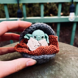 Baby Yoda Crochet Pattern With Space Pod image 2