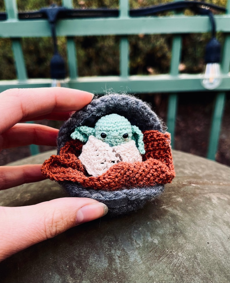 Baby Yoda Crochet Pattern With Space Pod image 2