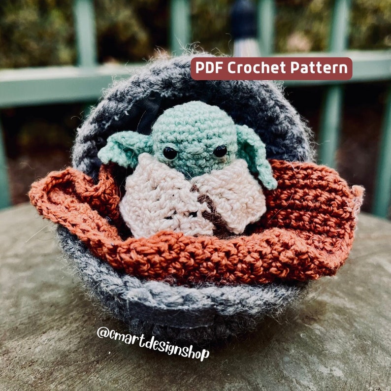 Baby Yoda Crochet Pattern With Space Pod image 1