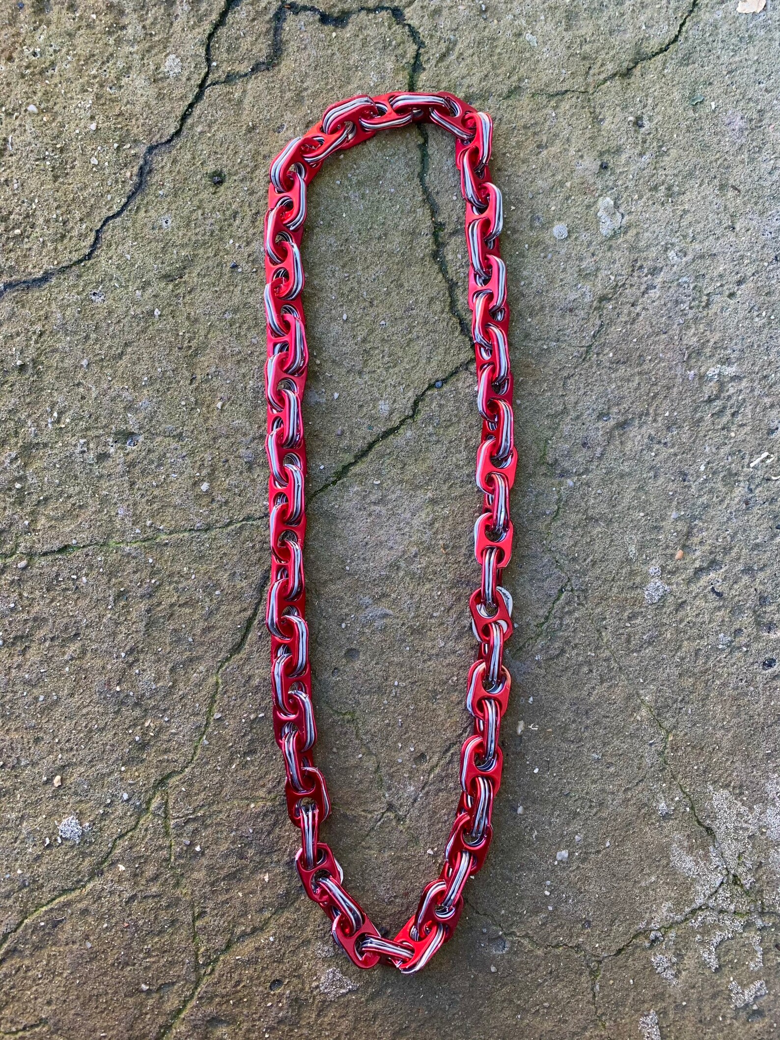 RED & SILVER can tab ring pull chain necklace Etsy