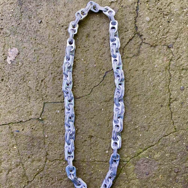 Collier chaîne à tirette avec anneau canette en ARGENT