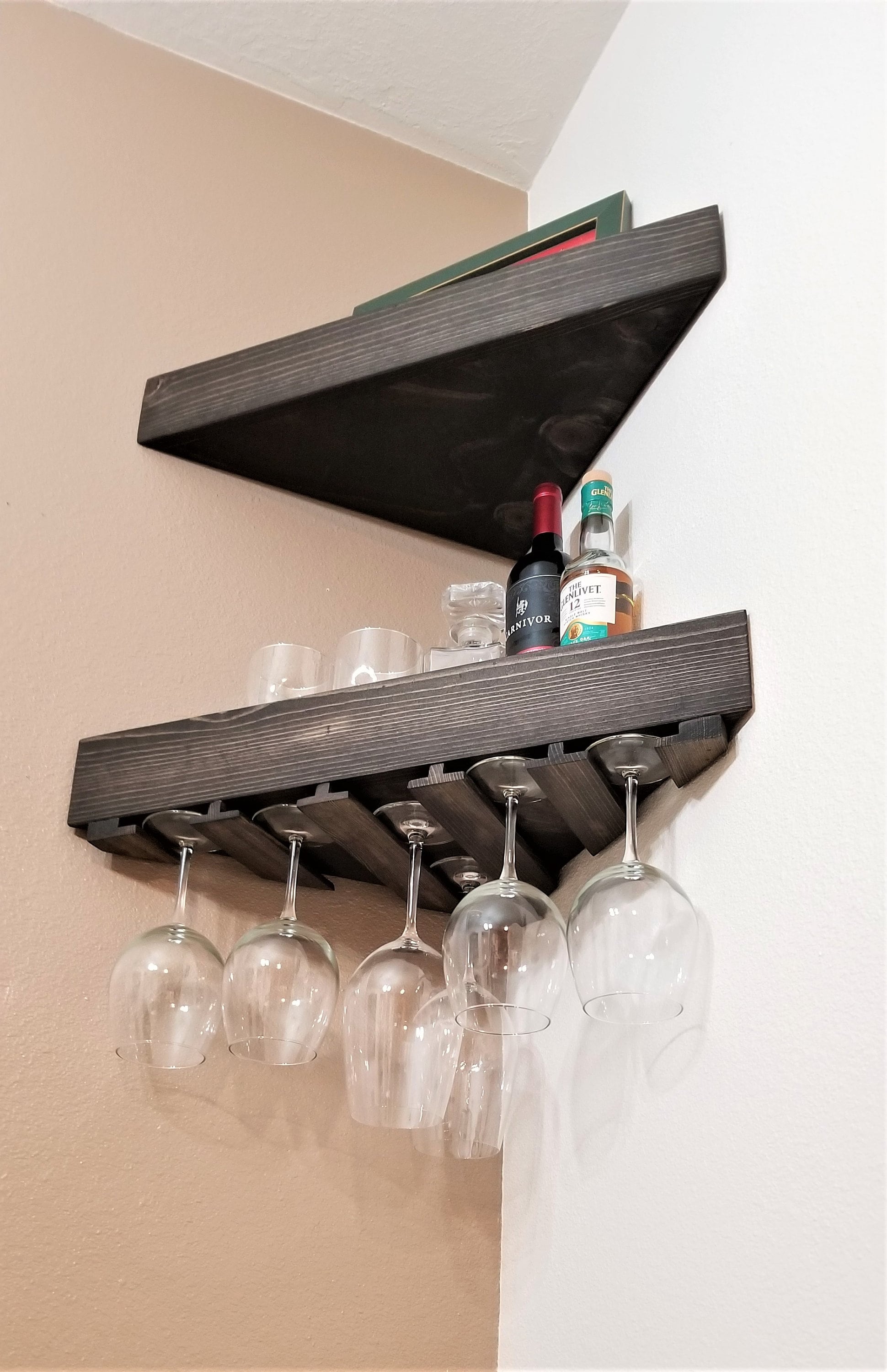 Standard Floating Wine Shelf Set Hanging Wine Rack Wooden Etsy