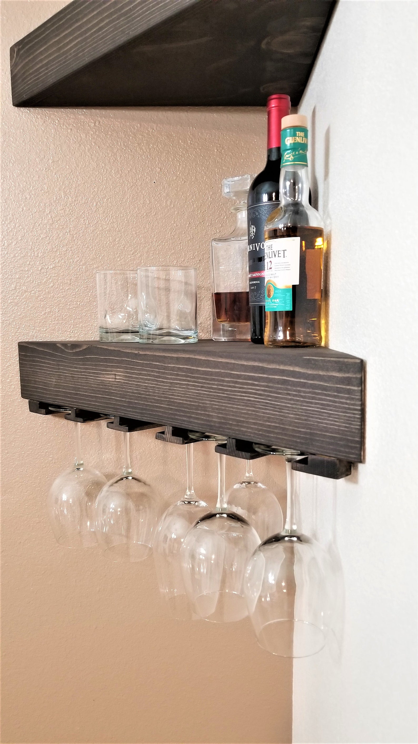 Standard Floating Wine Shelf Set Hanging Wine Rack Wooden Etsy