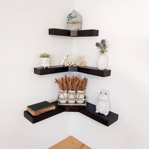 Rustic Wooden Corner Shelves, Corner Floating Shelves, Floating Shelf, Farmhouse Corner Shelf, Wooden Corner Shelf, Shelving Units image 1