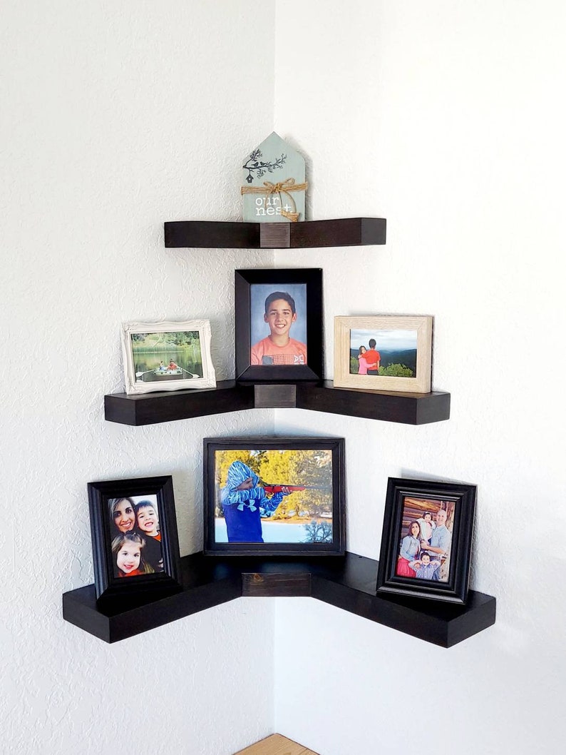 Rustic Wooden Corner Shelves Corner Floating Shelves Etsy