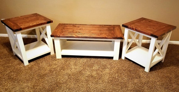 Rustic Coffee Table Set Farmhouse Coffee Table End Table Etsy