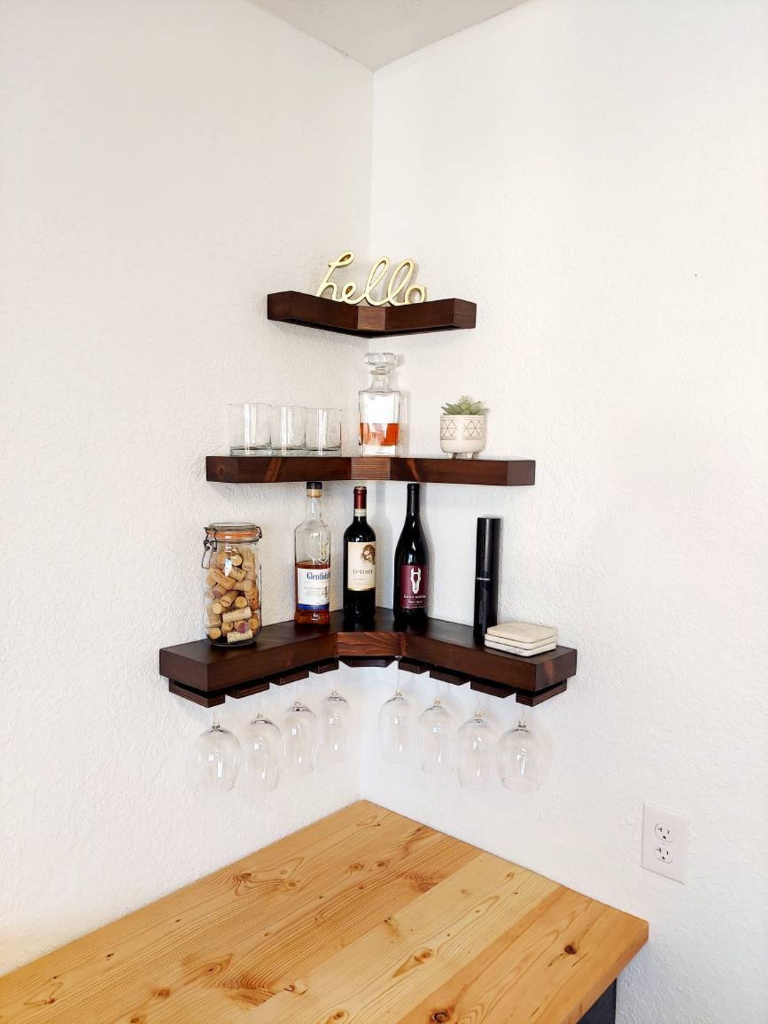 Wine Corner Shelves Corner Floating Wine Shelves Floating Shelf Farmhouse Corner Shelf Wooden Corner Shelf Shelving Units Etsy