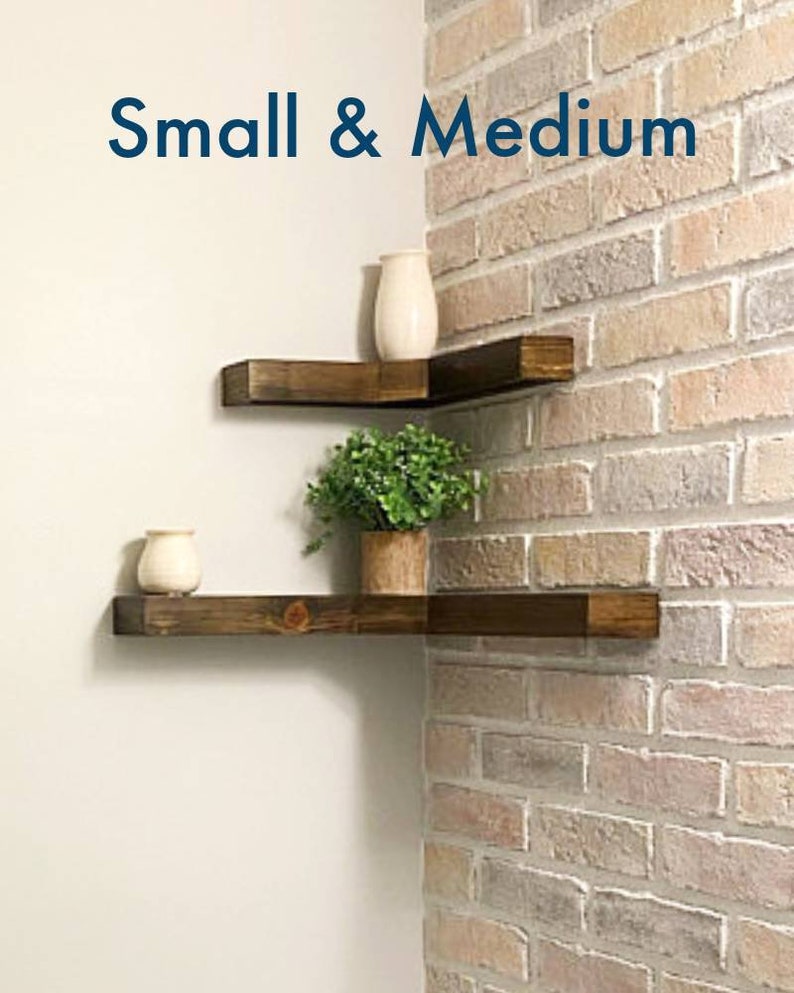 Rustic Wooden Corner Shelves Corner Floating Shelves Etsy