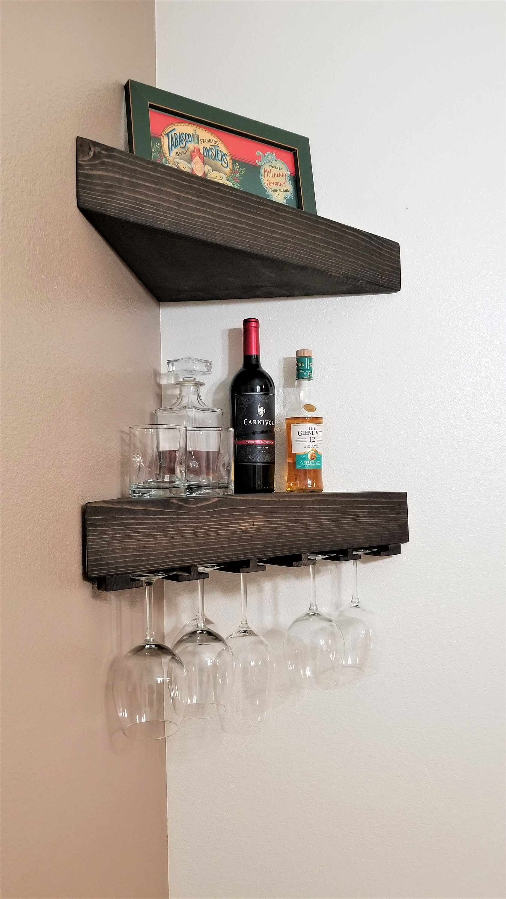 Standard Floating Wine Shelf Set Hanging Wine Rack Wooden Etsy