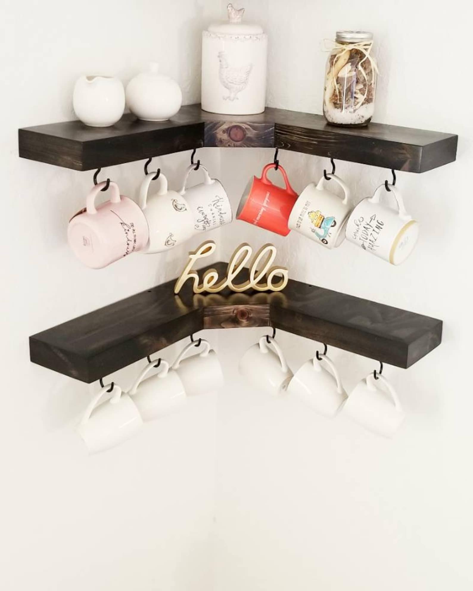 Coffee Mug Holder, Corner Coffee Cup Rack, Coffee Mug Corner Shelf