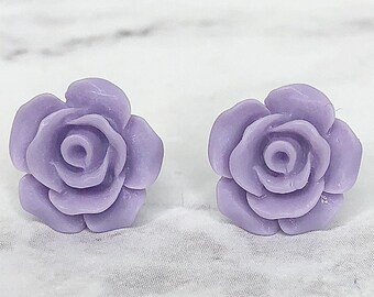 13mm Beautiful Stainless Steel Lavender Flower Earrings | Hypoallergenic | Flower | Great gifts for Her | Handmade | Birthday Gift | Spring