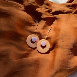 Beige Circle shape earrings Hand Painted Orizaba Earrings